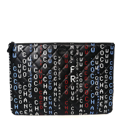 Chanel Lambskin Quilted Large Data Center Cosmetic Case Black 1 of 8