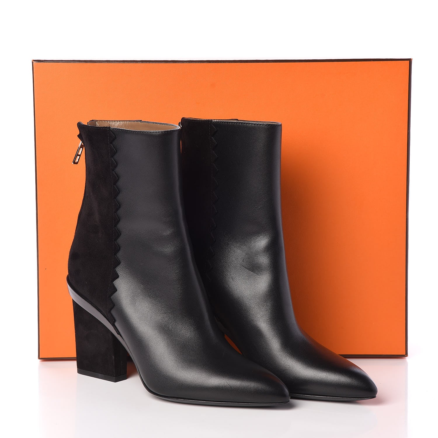 Hermes Calfskin Velvet Goatskin Womens Proof Low Boot 37 Black 9 of 9