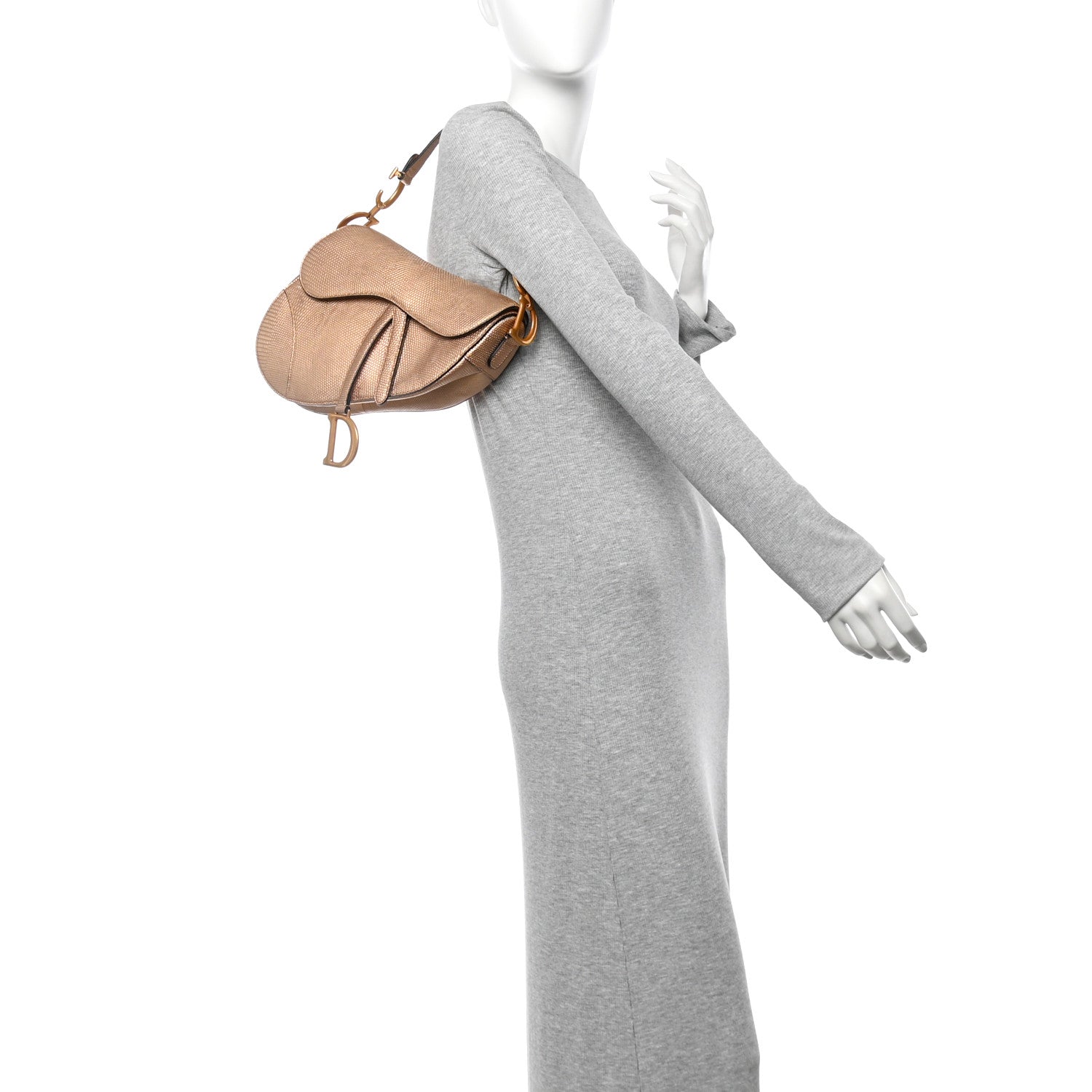 Christian Dior Metallic Lizard Saddle Bag Gold 2 of 10