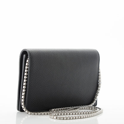 Balenciaga Grained Calfskin Classic Silver Hardware Wallet on Chain Black 3 of 7