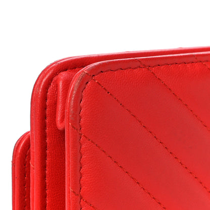 Chanel Lambskin Chevron Quilted Trendy CC Wallet On Chain WOC Red 20 of 22