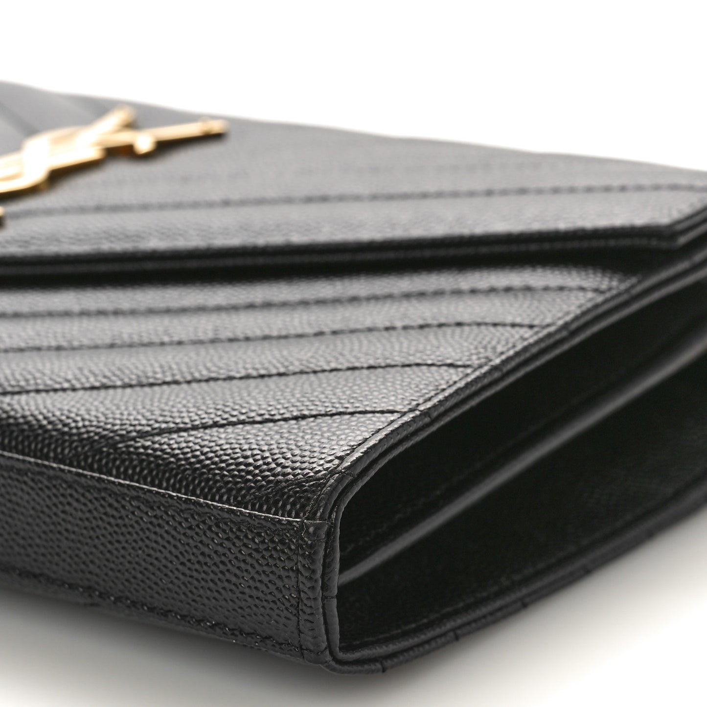 Grain De Poudre Matelasse Chevron Monogram Chain Wallet Black
