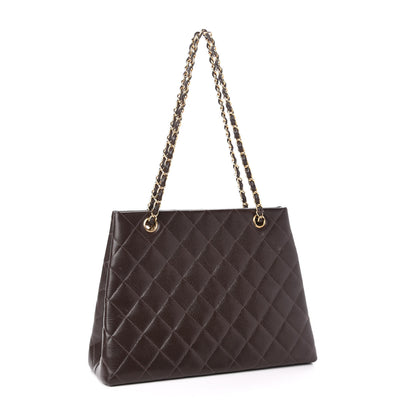 Chanel Caviar Quilted Shopper Tote Dark Brown 4 of 13