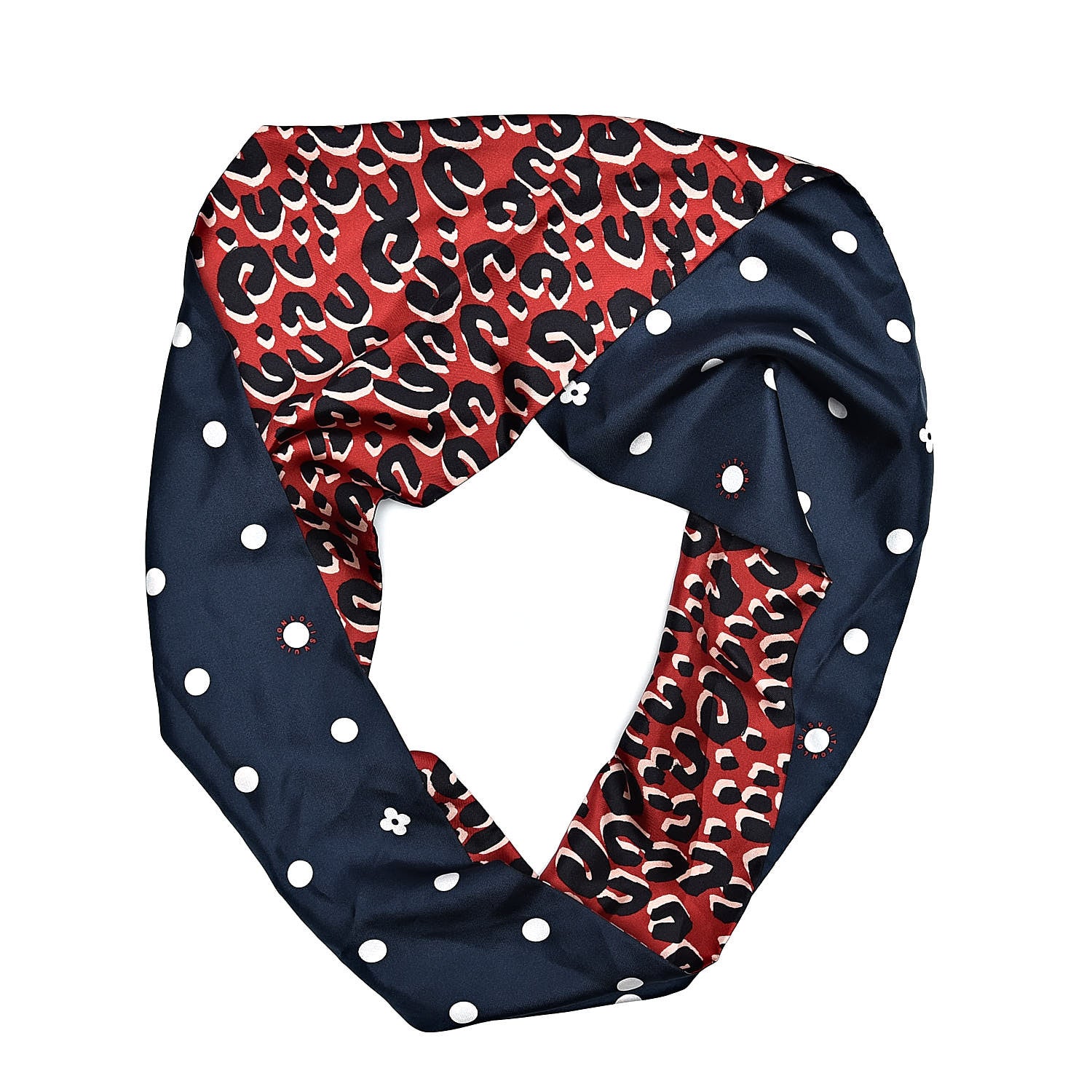 Louis Vuitton Silk Leopard Snood Scarf Red 1 of 3