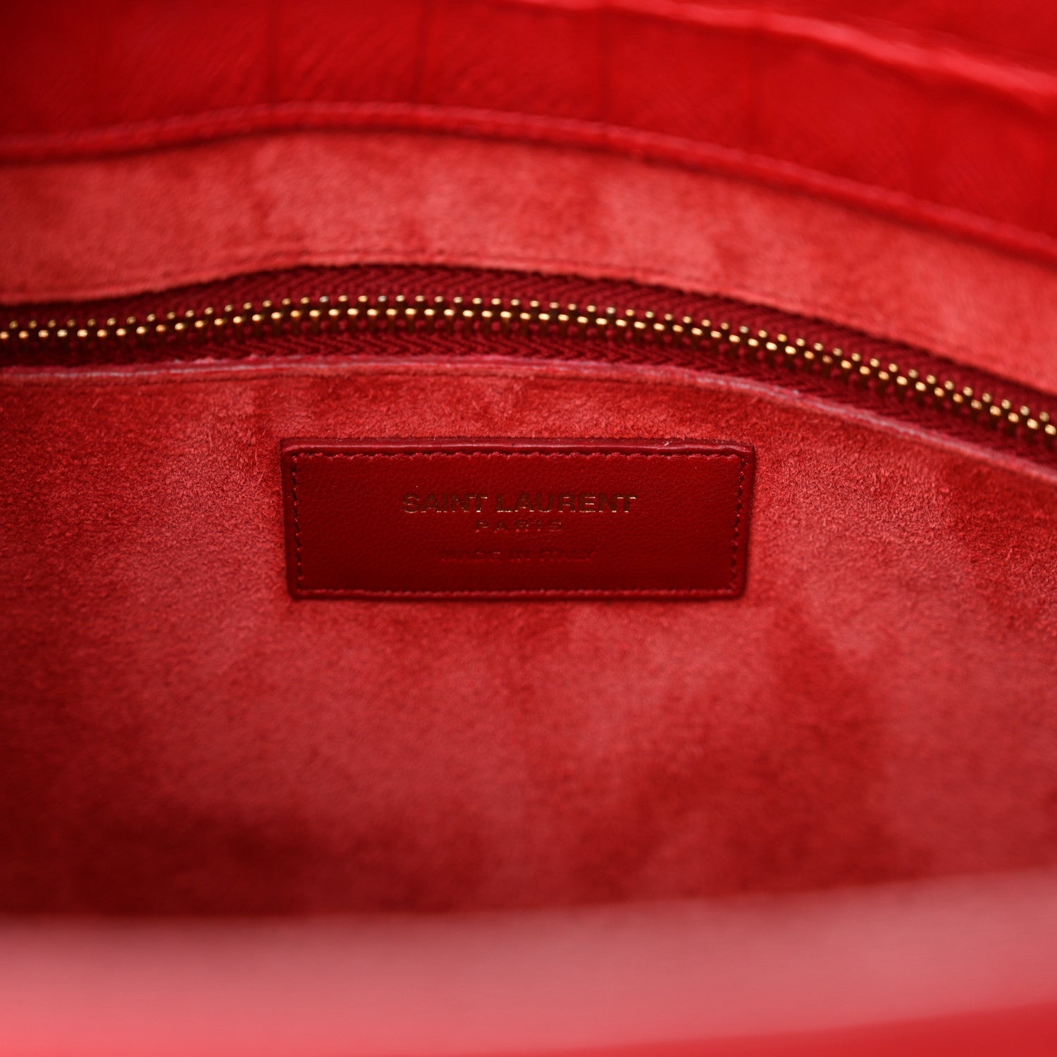 Saint Laurent Calfskin Crocodile Embossed Large Sac De Jour Carryall Lipstick Red 7 of 10
