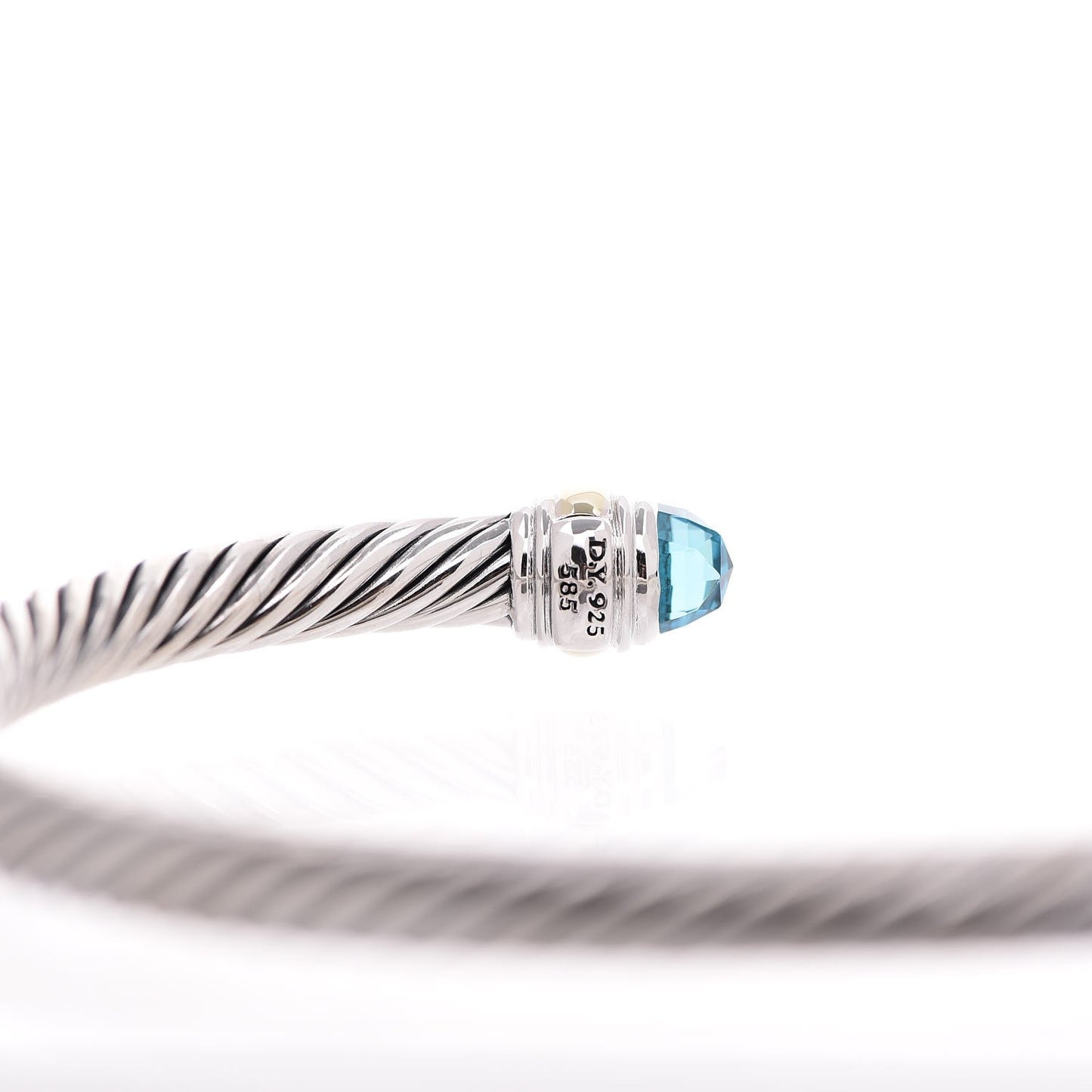 Sterling Silver 14K Yellow Gold Blue Topaz 5mm Cable Classics Bracelet