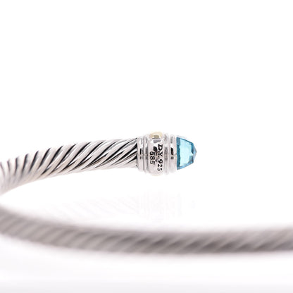 David Yurman Sterling Silver 14K Yellow Gold Blue Topaz 5mm Cable Classics Bracelet 5 of 5