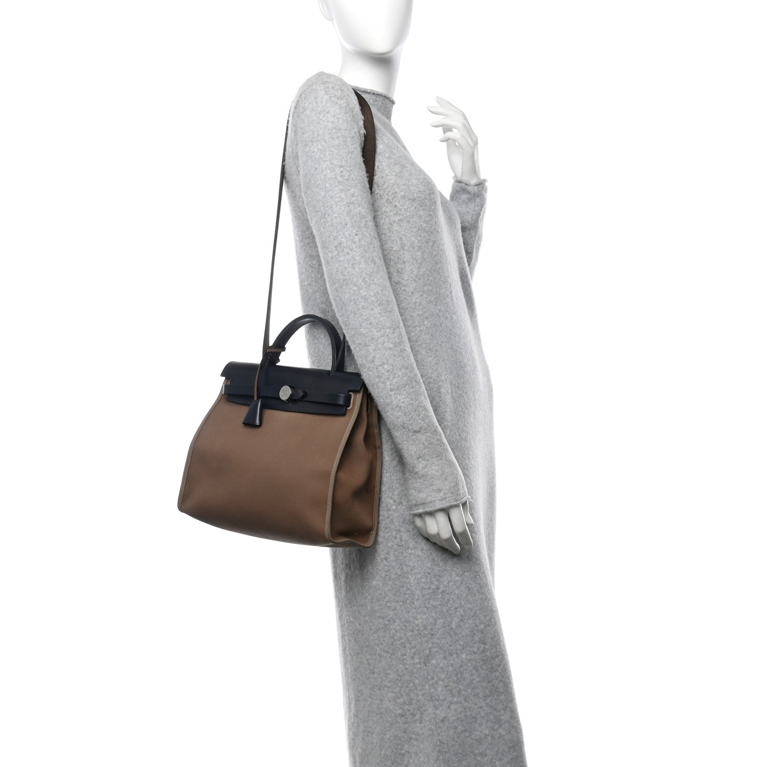 Hermes Toile Officier Vache Hunter Herbag Zip 31 PM Etoupe Bleu Indigo 2 of 14