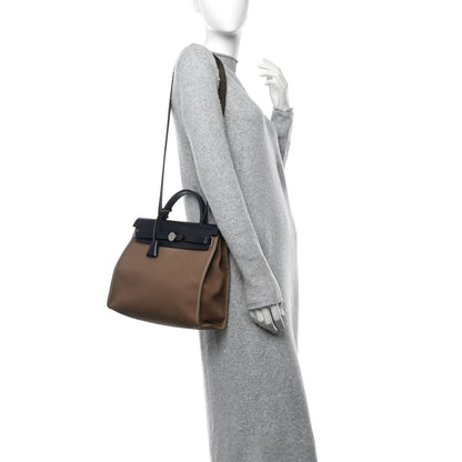 Hermes Toile Officier Vache Hunter Herbag Zip 31 PM Etoupe Bleu Indigo 2 of 14