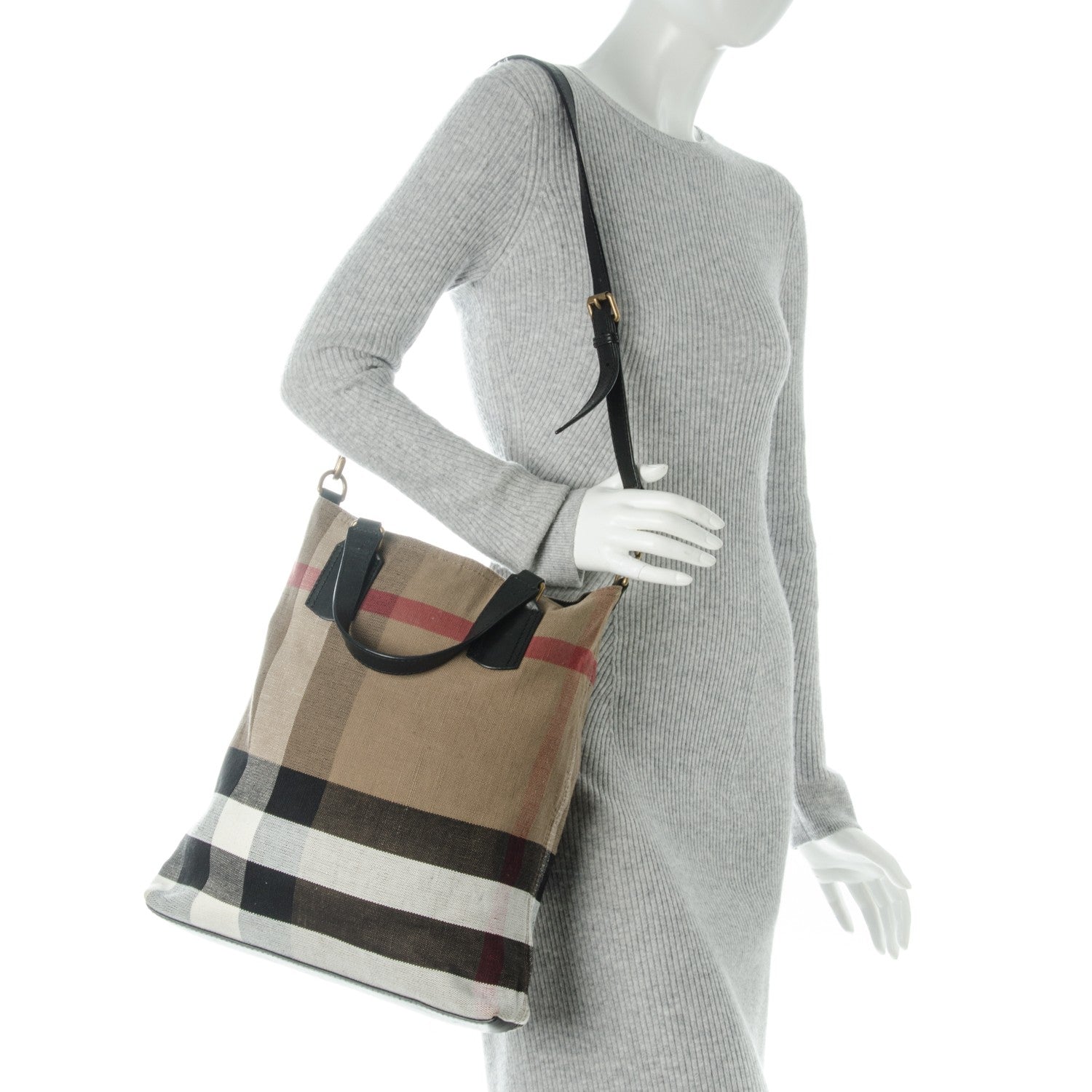 Burberry Canvas Mega Check Medium Tottenham Brit Tote Black 2 of 9
