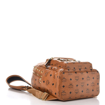 MCM Visetos Studded Small Stark M Logo Collection Backpack Cognac 4 of 15