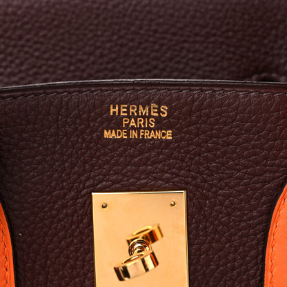 Hermes Togo Bi-Color Birkin 35 Chocolate Orange 6 of 15