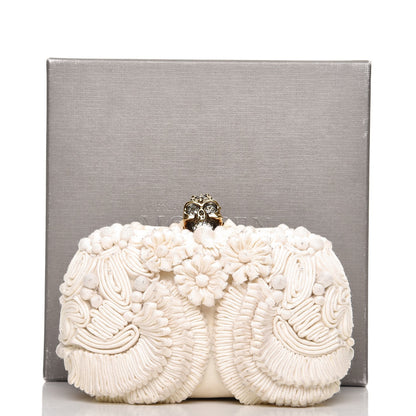 Alexander McQueen Velvet Glory Skull 3D Flower Box Clutch Ivory 11 of 11