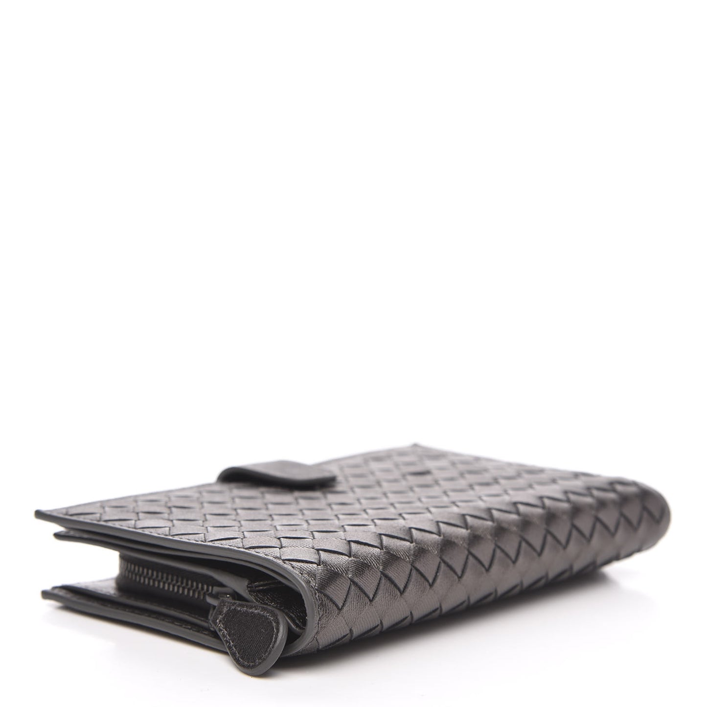 Metallic Nappa Intrecciato Continental Wallet Steel