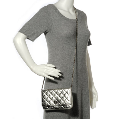 Chanel Calfskin Reissue Wallet On Chain WOC Silver 2 of 9