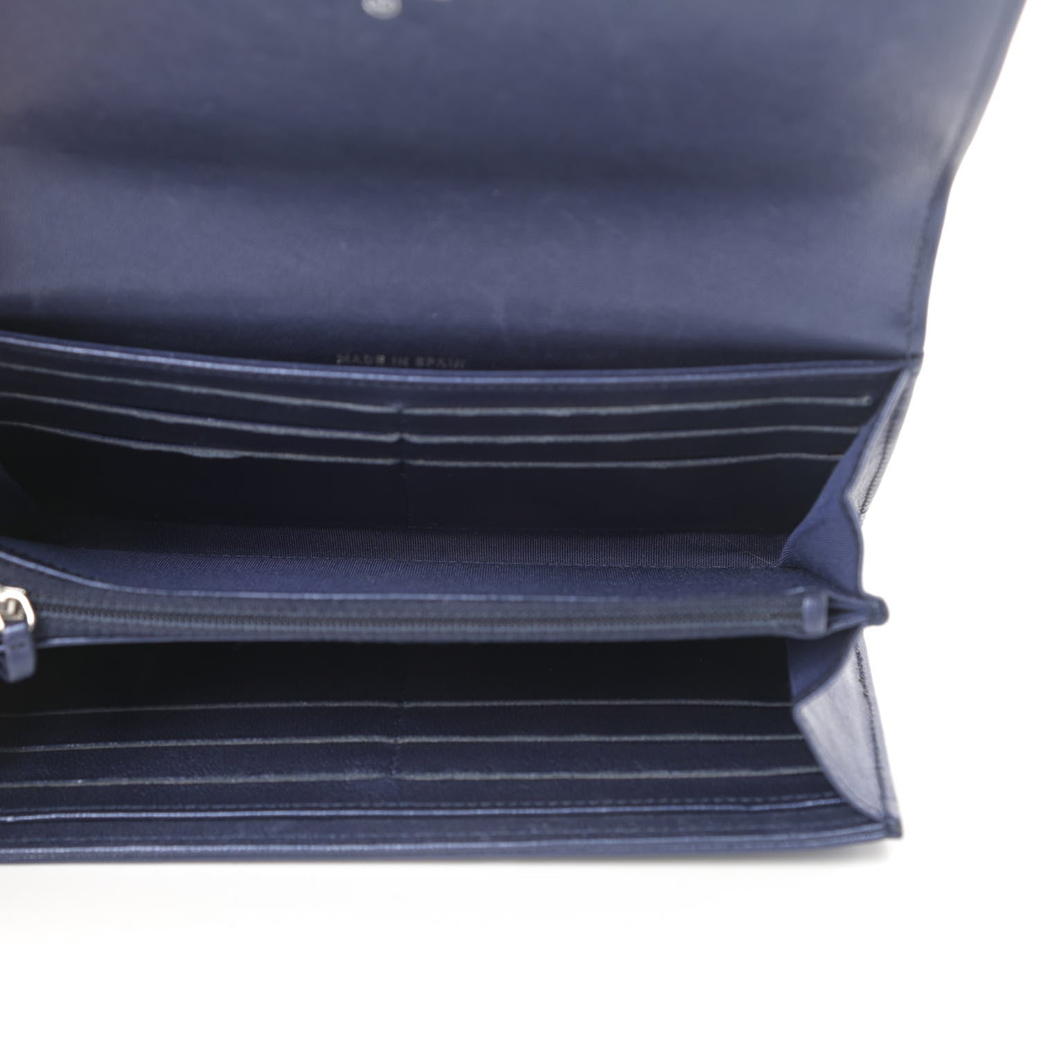 Chanel Metallic Sheepskin Chevron Quilted Mademoiselle Vintage Flap Wallet Navy 5 of 12