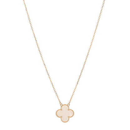 Van Cleef & Arpels 18K Yellow Gold Mother of Pearl Vintage Alhambra Pendant Necklace 1 of 4