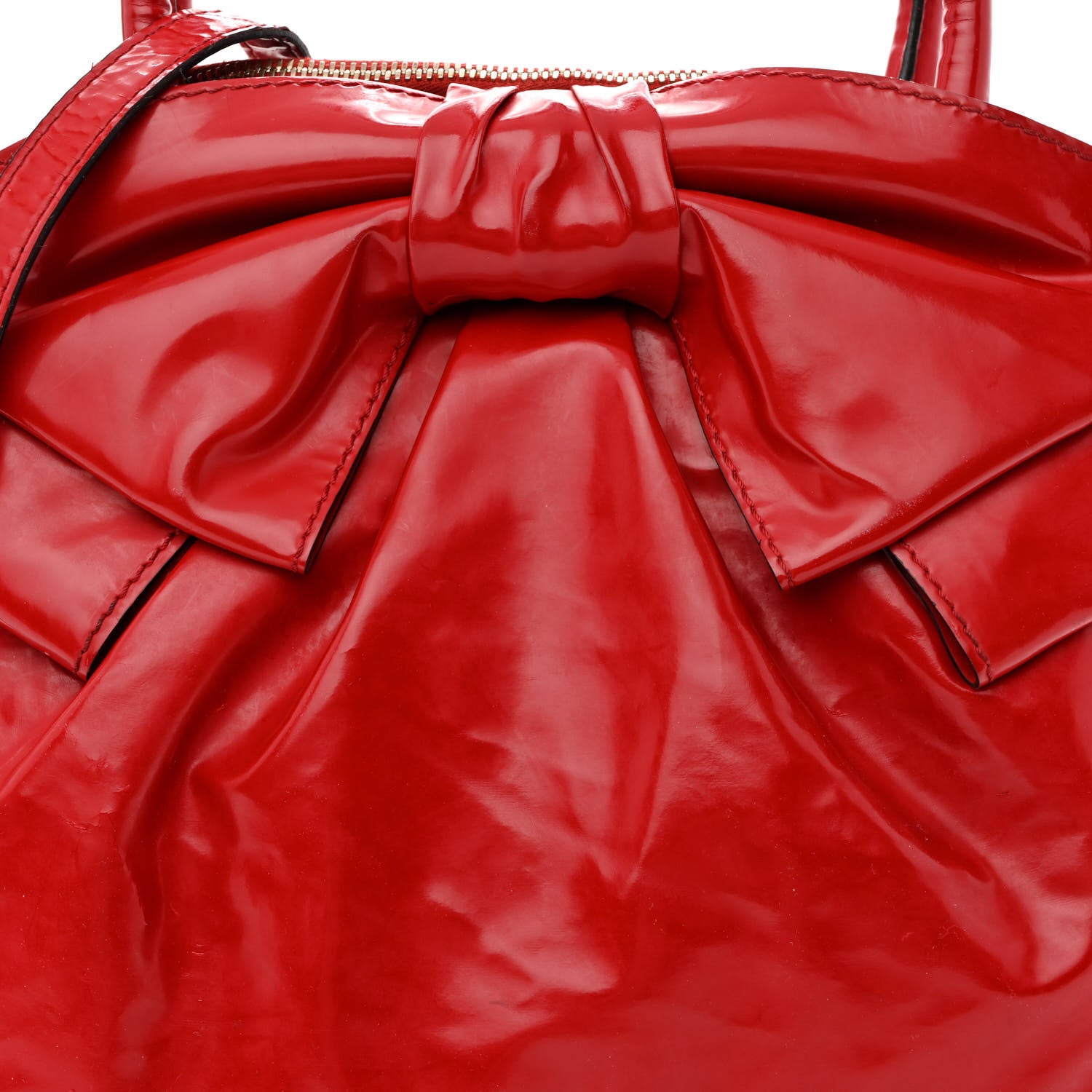 Valentino Garavani Patent Lacca Bow Dome Tote Red 11 of 22