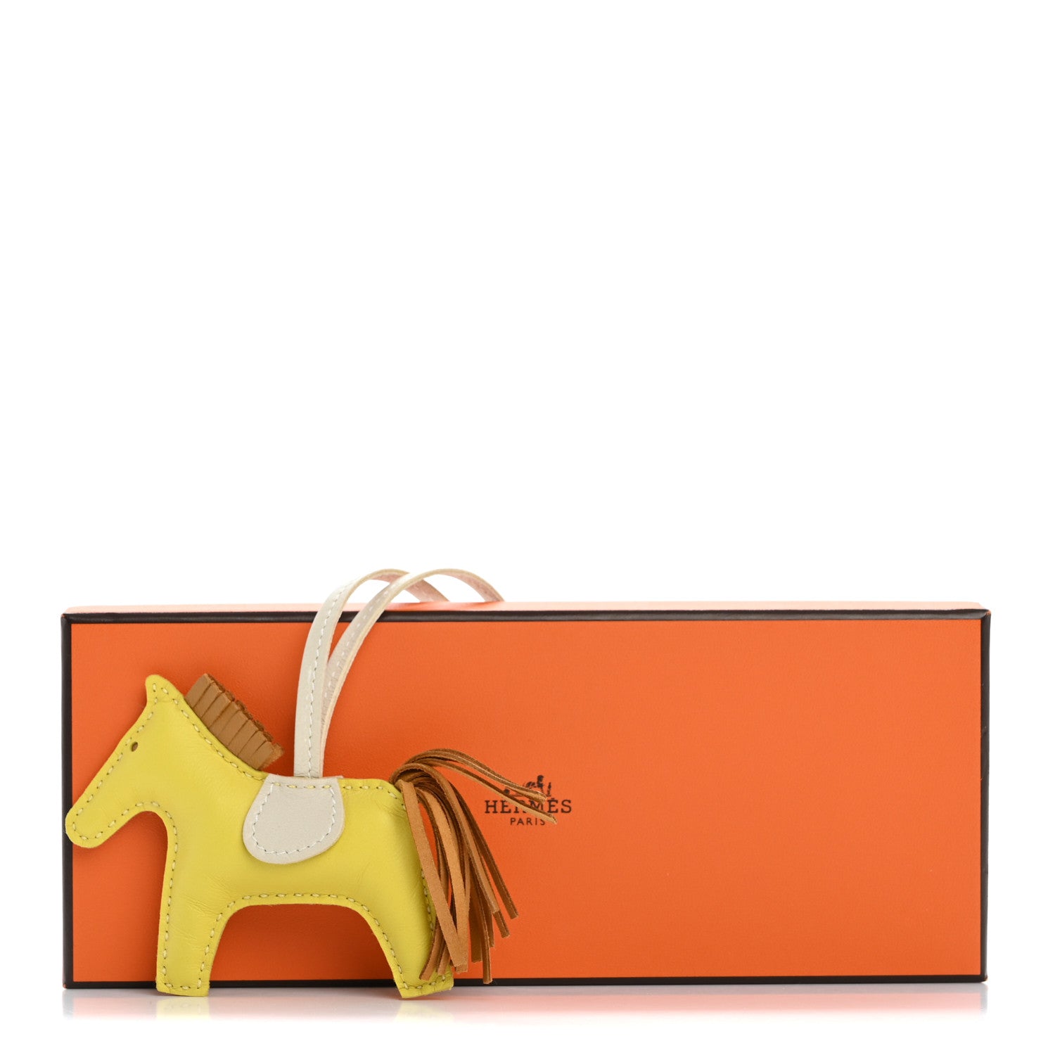 Hermes Milo Lambskin Grigri Rodeo Horse Bag Charm PM Lime Sesame Craie 4 of 4