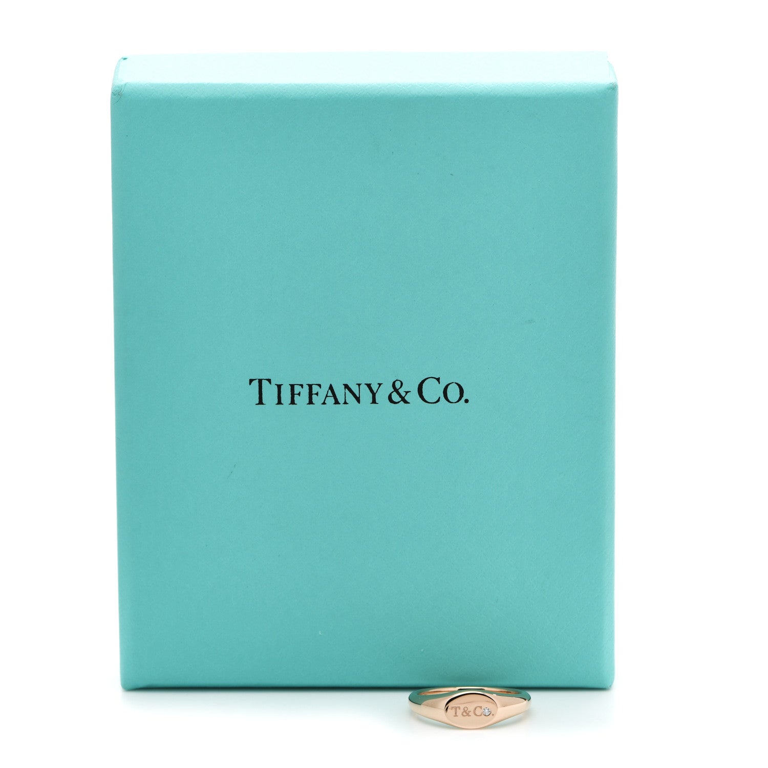 Tiffany 18K Rose Gold Diamond Micro Oval Signet Ring 49 5 5 of 5