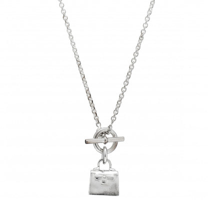 Hermes Sterling Silver Birkin Amulette Pendant Necklace 4 of 5