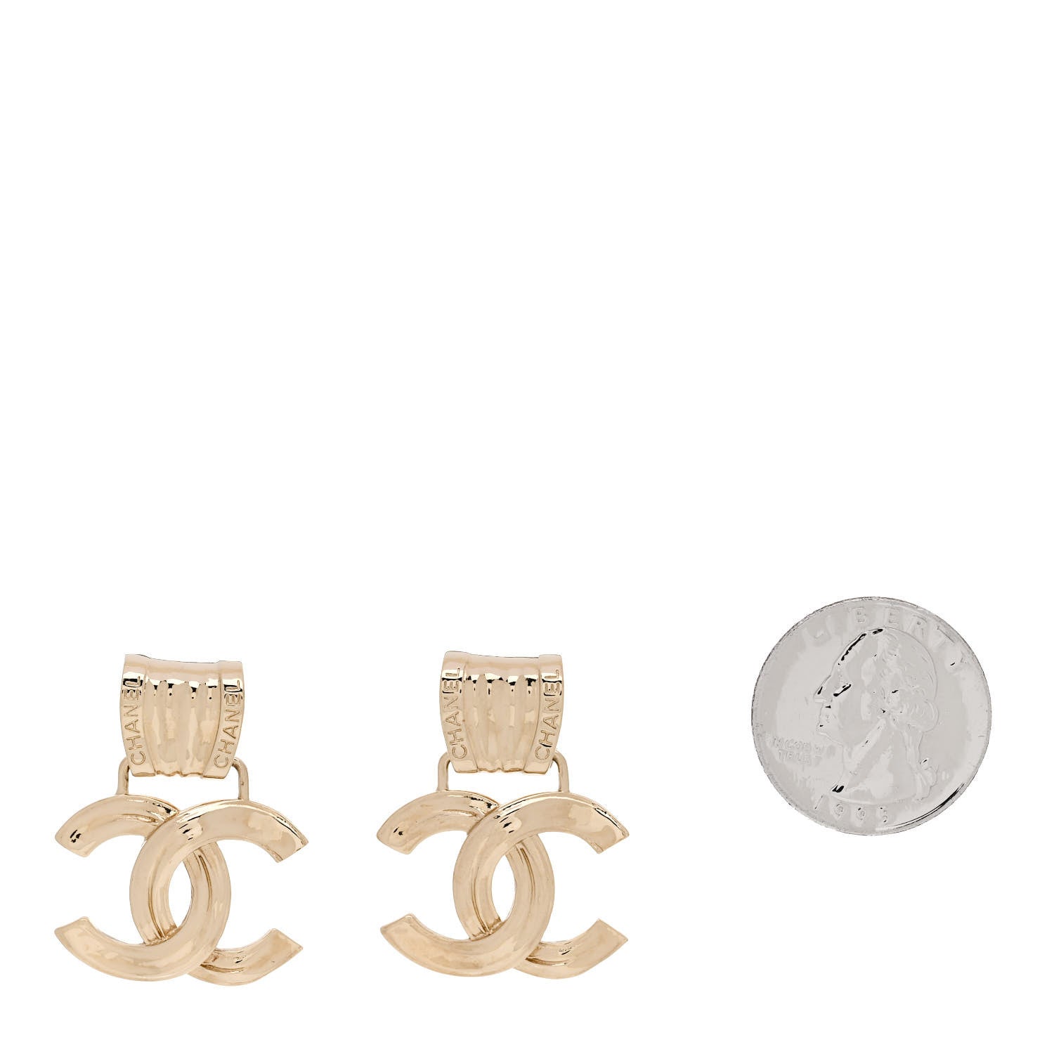 Chanel Metal CC Drop Earrings Gold 2 of 5