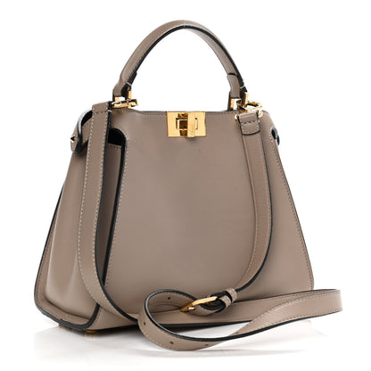 Fendi Vitello Tahiti Burro Medium Peekaboo Iconic Essentially Satchel Tortora Black 3 of 22
