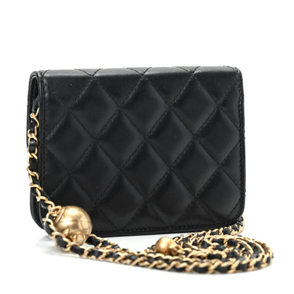 Chanel Lambskin Quilted Pearl Crush Clutch With Chain Black 3 of 10