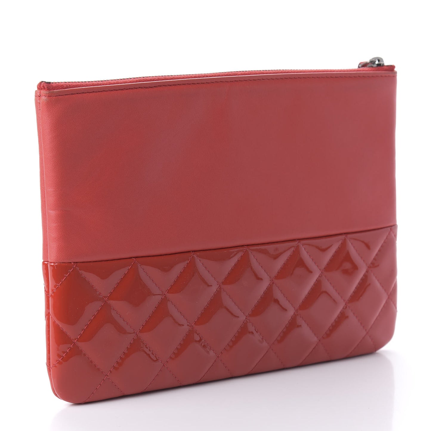 Calfskin Patent Quilted Medium Cosmetic Case Red