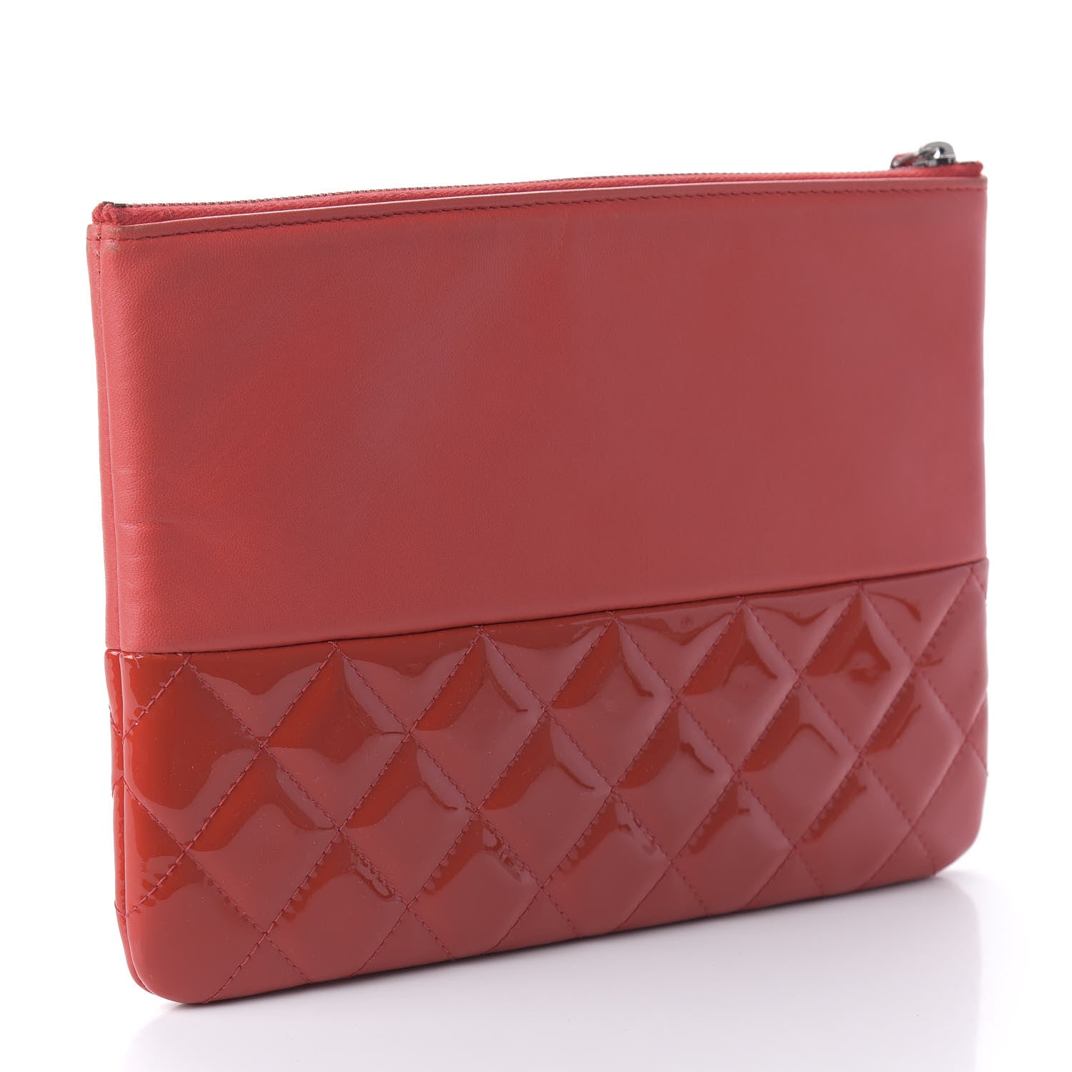 Chanel Calfskin Patent Quilted Medium Cosmetic Case Red 3 of 11