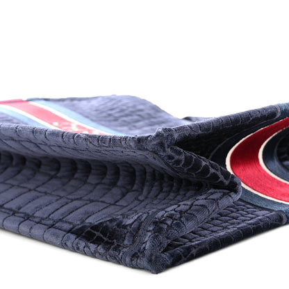 Christian Dior Velvet Mizza Embroidered Large Croc Book Tote Bleu Multicolor 9 of 9