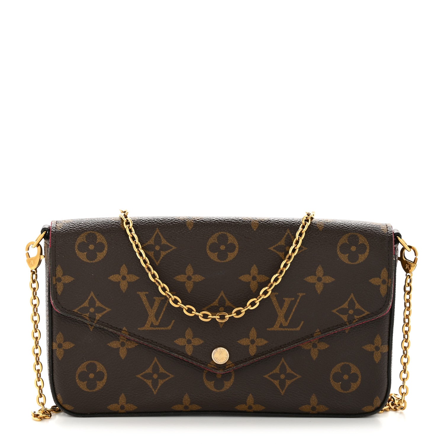 Louis Vuitton Monogram Pochette Felicie Chain Wallet Fuchsia 1 of 17