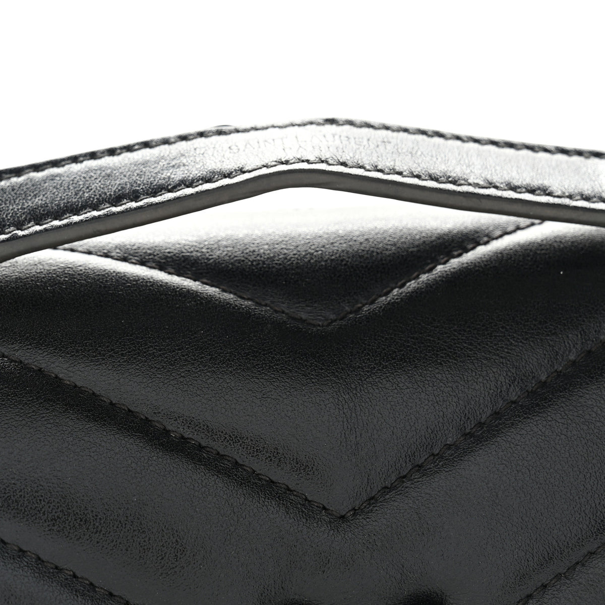Calfskin Y Quilted Monogram Monochrome Small Loulou Chain Satchel Black