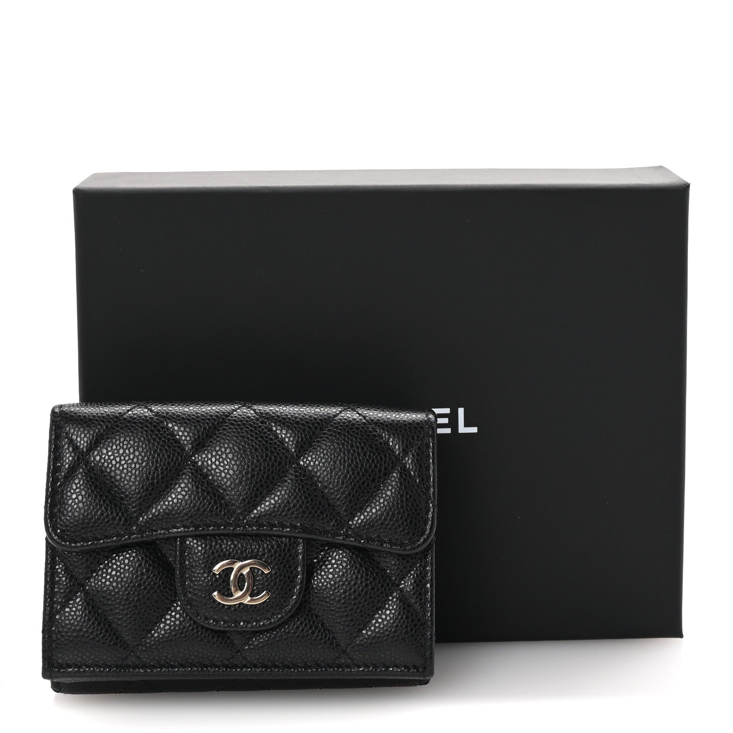 Chanel Caviar Quilted Tri-Fold Flap Wallet Black 9 of 9