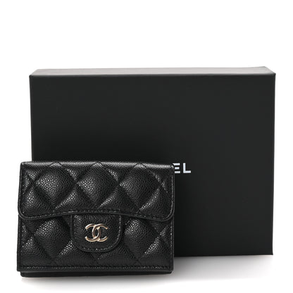 Chanel Caviar Quilted Tri-Fold Flap Wallet Black 9 of 9