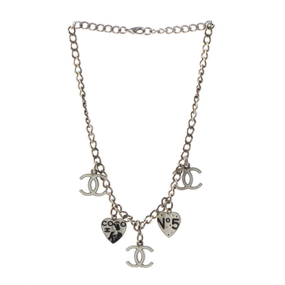 Chanel Enamel CC Heart Charm Necklace Light Gold 2 of 5