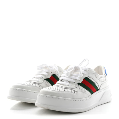 Gucci Calfskin Web Perforated Womens Platform 55mm Sneakers 38.5 White Bright Splash 3 of 14