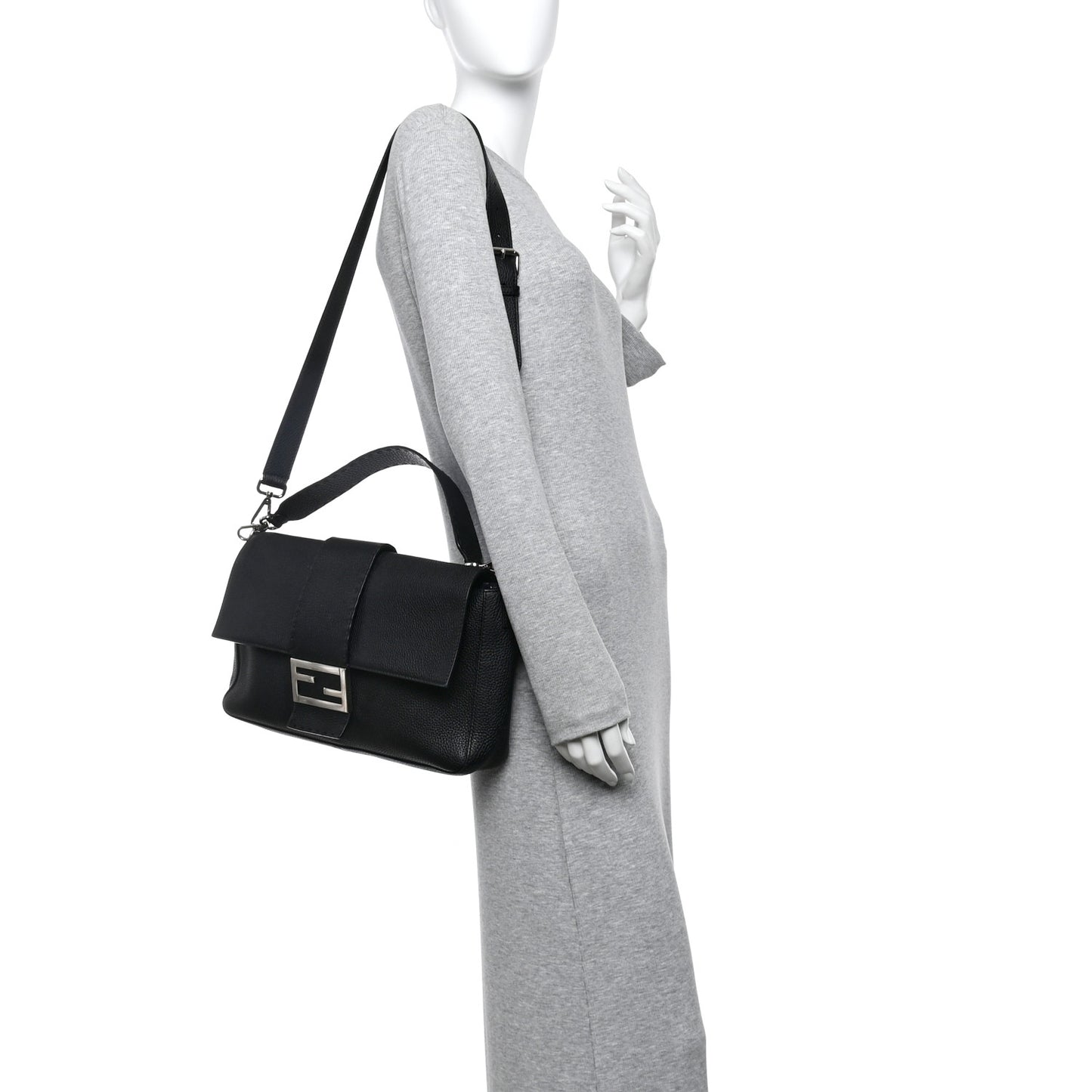 Cuoio Romano Selleria Large Convertible Baguette  Black