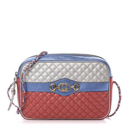 Gucci Laminated Nappa Trapuntata Small Zumi Shoulder Bag Rosso Marine Argento 1 of 10