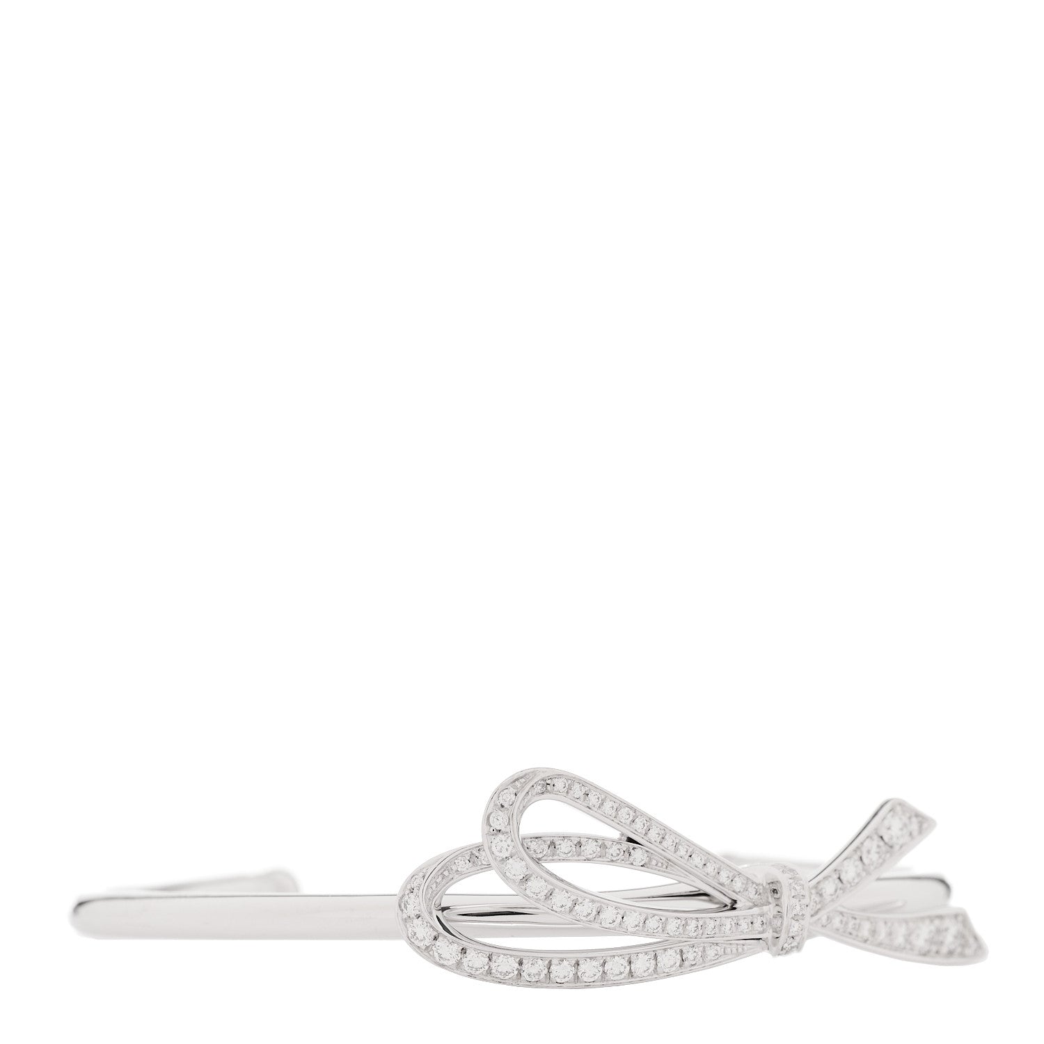 Tiffany 18K White Gold Diamond Medium Bow Cuff Bracelet 1 of 4