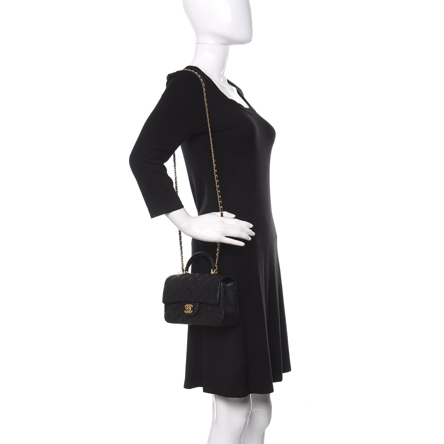 Chanel Caviar Quilted Mini Top Handle Rectangular Flap Black 2 of 10
