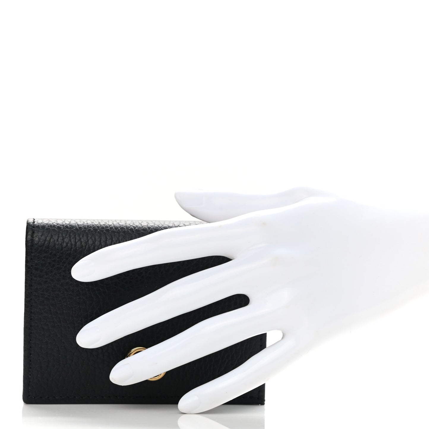 Pebbled Calfskin GG Marmont Card Case Black