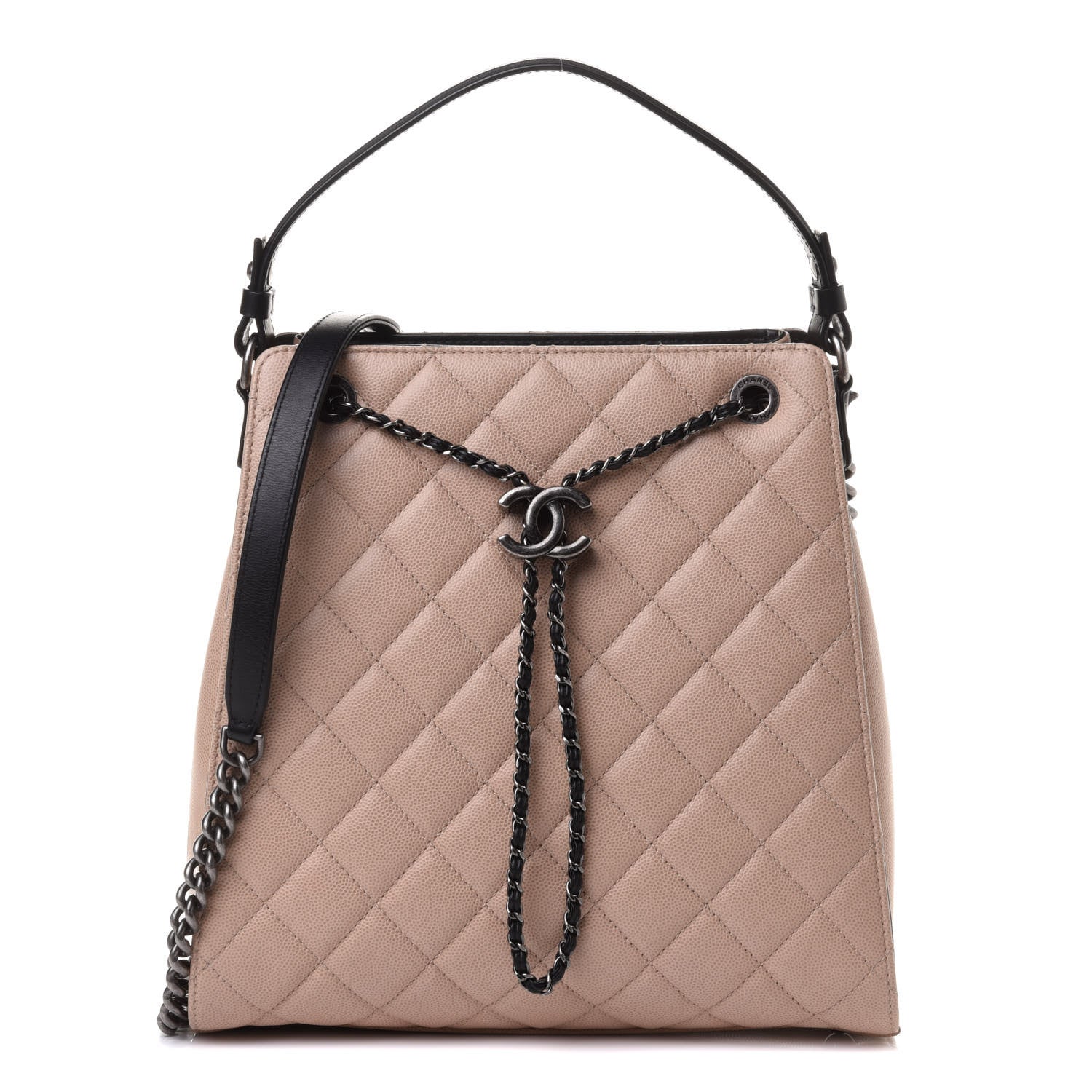 Chanel Caviar Quilted Medium CC Bucket Bag Beige 1 of 10