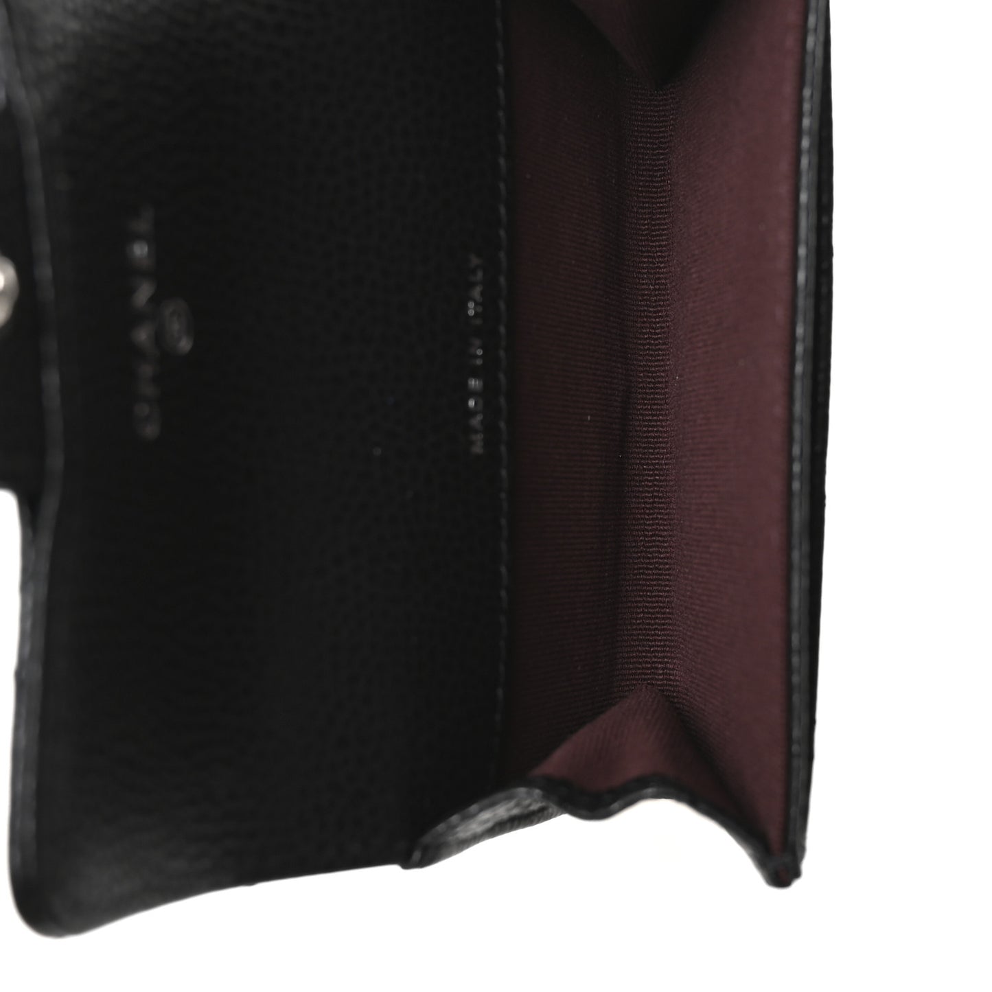 Caviar Quilted Flap Card Holder Wallet Black