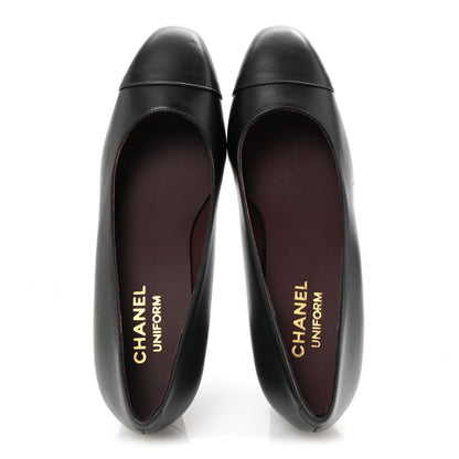 Chanel Lambskin Cap Toe CC Uniform Pumps 38 Black 2 of 9