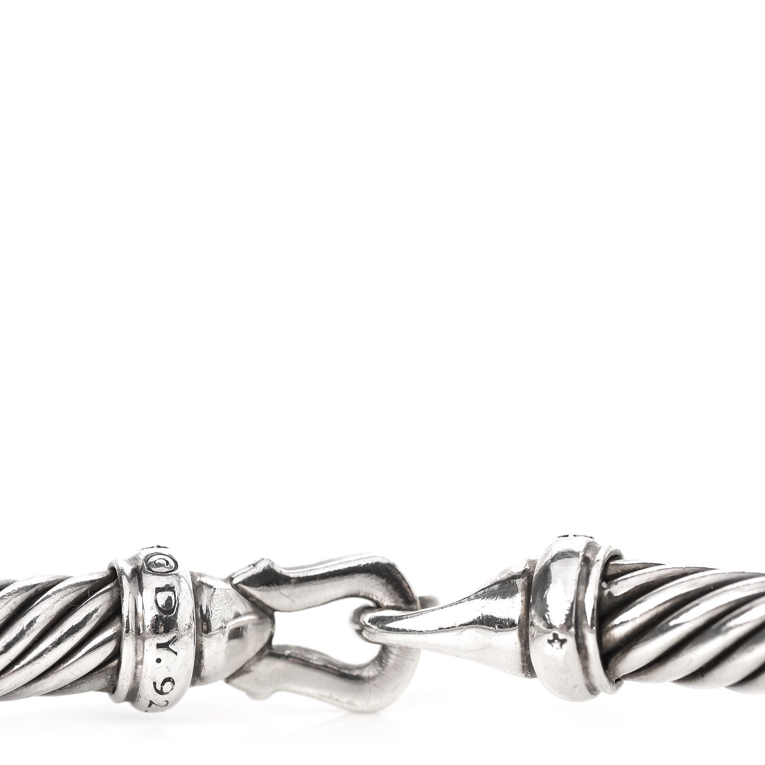 David Yurman Sterling Silver Diamond 5mm Cable Buckle Bracelet 3 of 3