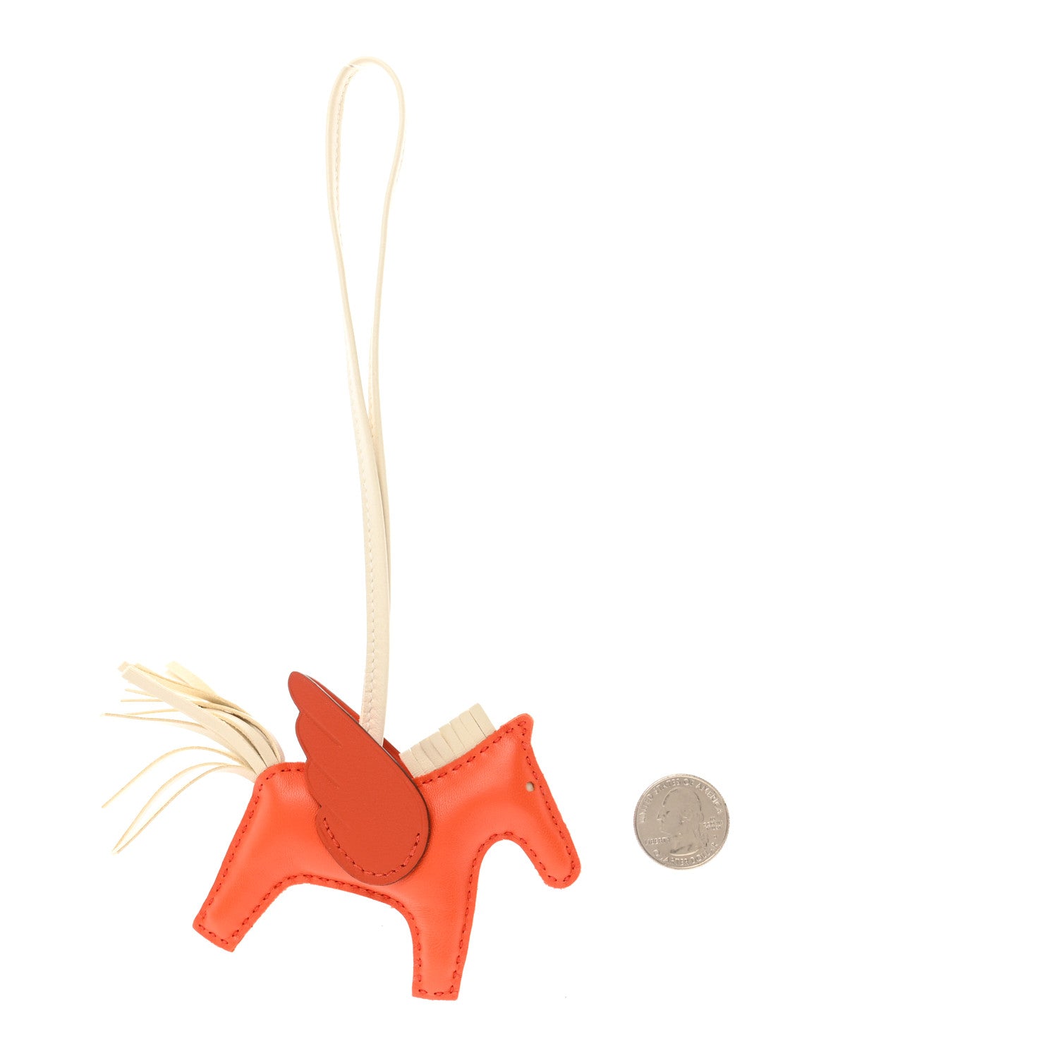 Hermes Milo Lambskin Grigri Rodeo Pegase Horse Bag Charm PM Orange Poppy Craie Terre Battue 2 of 6