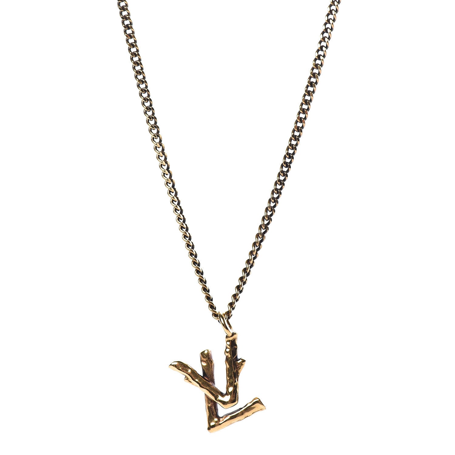 Louis Vuitton Twig LV Pendant Necklace Gold 4 of 5