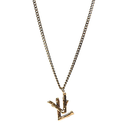 Louis Vuitton Twig LV Pendant Necklace Gold 4 of 5
