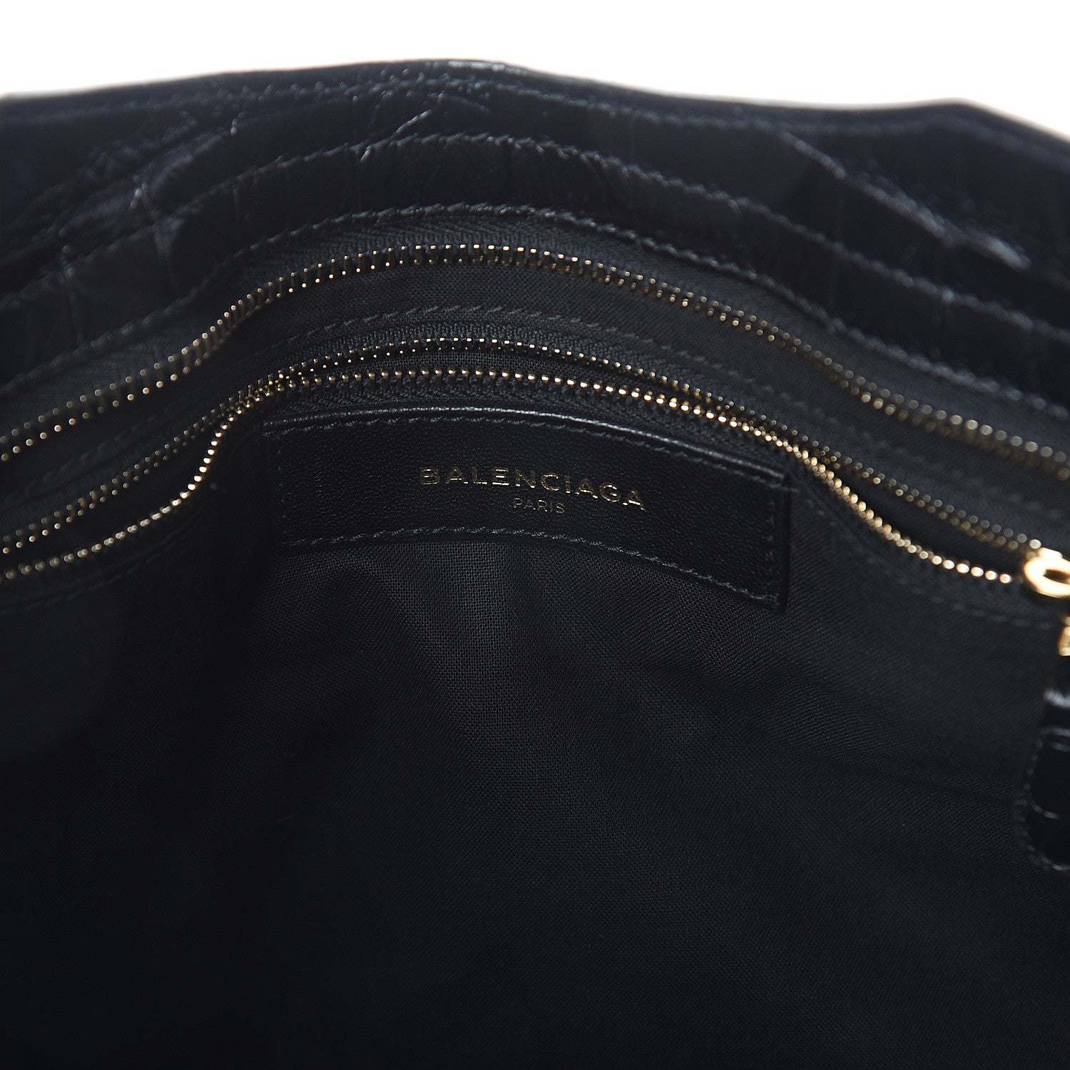 Balenciaga Calfskin Crocodile Embossed Giant 12 Gold Hardware City Black 5 of 7